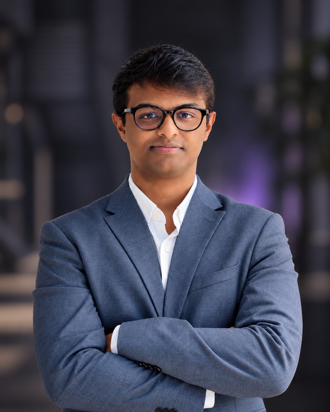 Portrait of Steve Biju John in a blue blazer